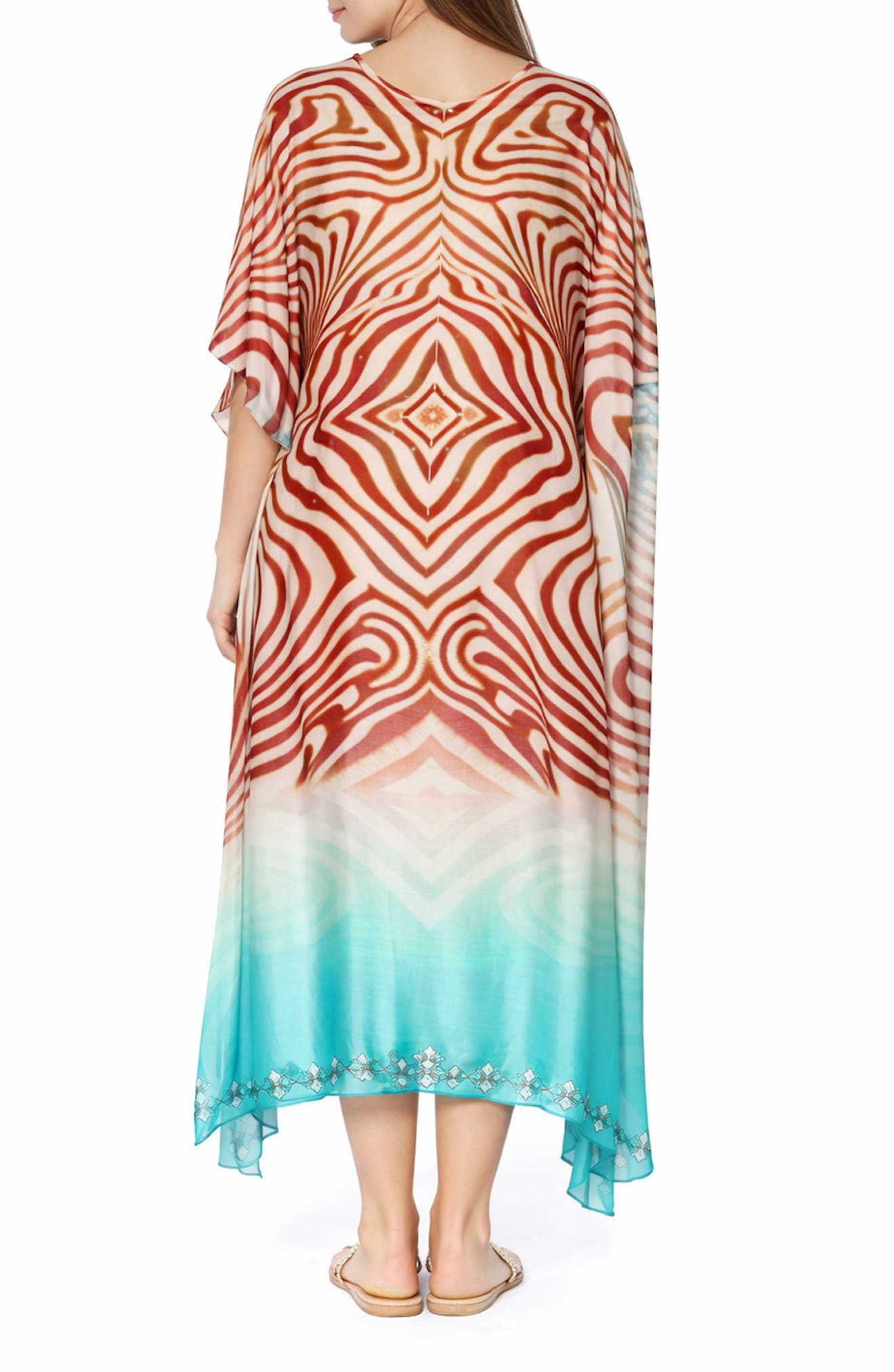 Print V-Neck Maxi Caftan - image 2