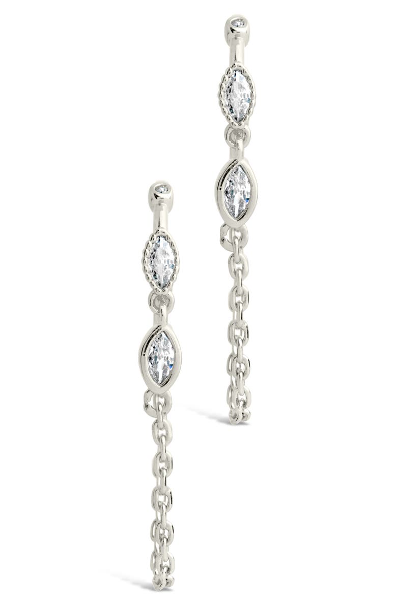 Sterling Forever Paisley CZ Chain Drop Hoop Earrings, Alternate, color,