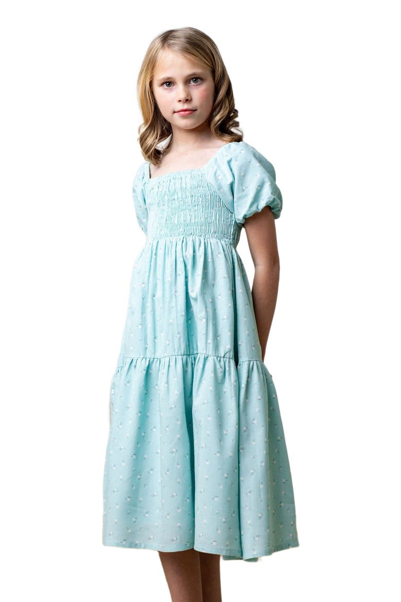 Girls' Smocked Bubble Sleeve Dress, Kids, Main, color, Tea Room Floral
