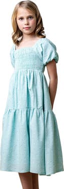 Hope & Henry Girls' Smocked Bubble Sleeve Dress, Kids