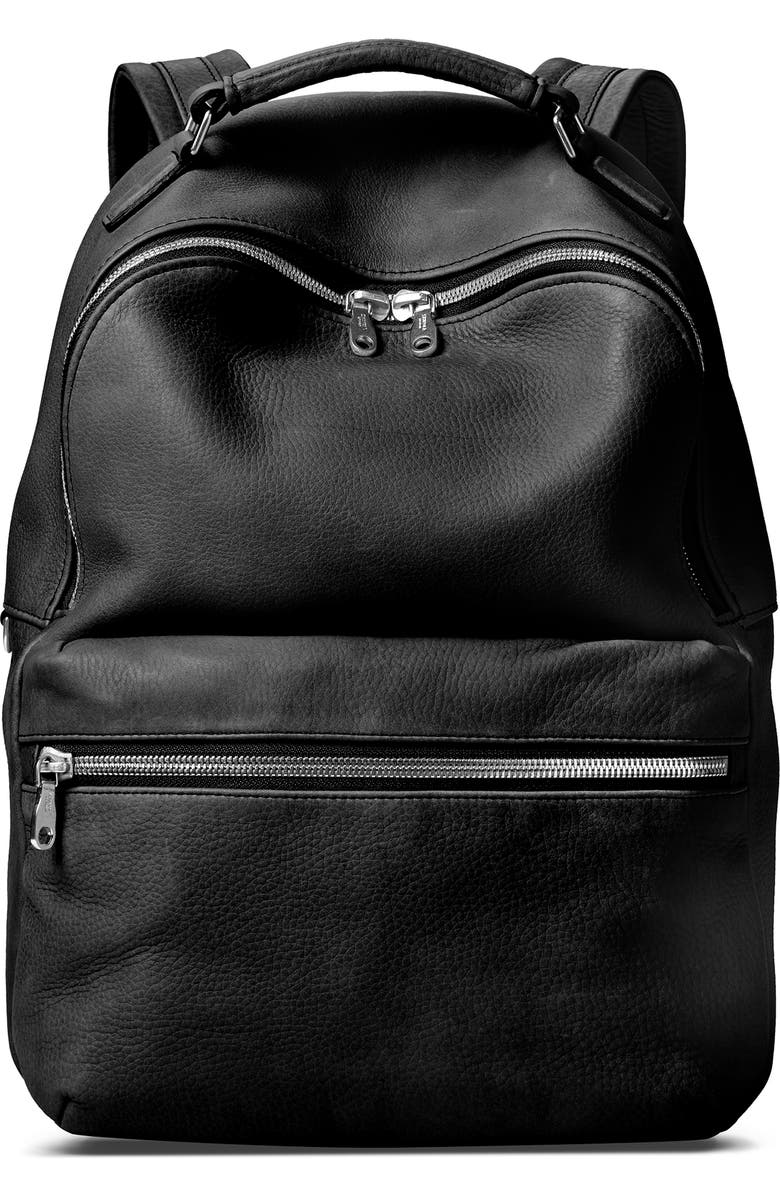 Shinola Runwell Leather Backpack, Main, color, Black