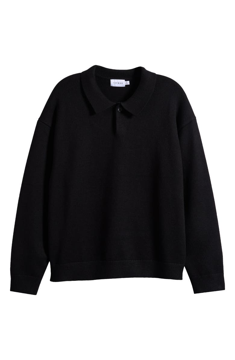 Topman Smart Polo Sweater, Alternate, color, Black