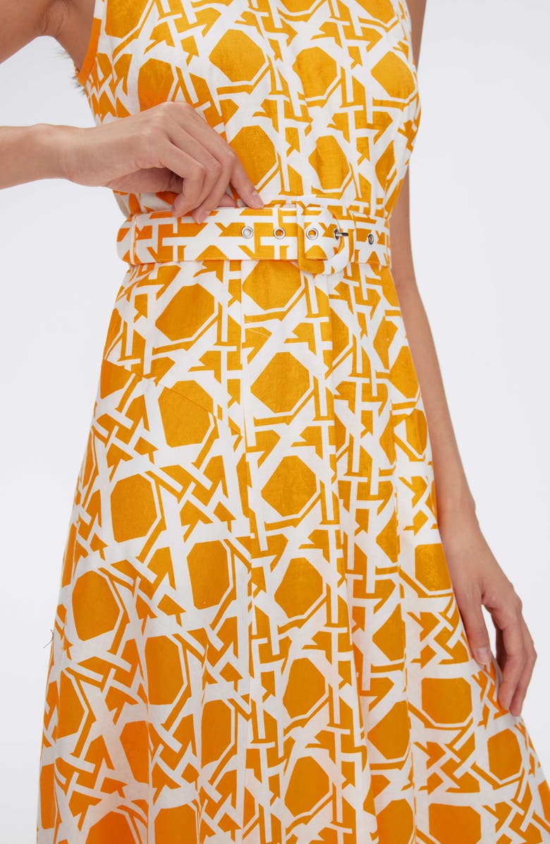 DVF Elliot Geometric Print Belted Midi Dress, Alternate, color, 