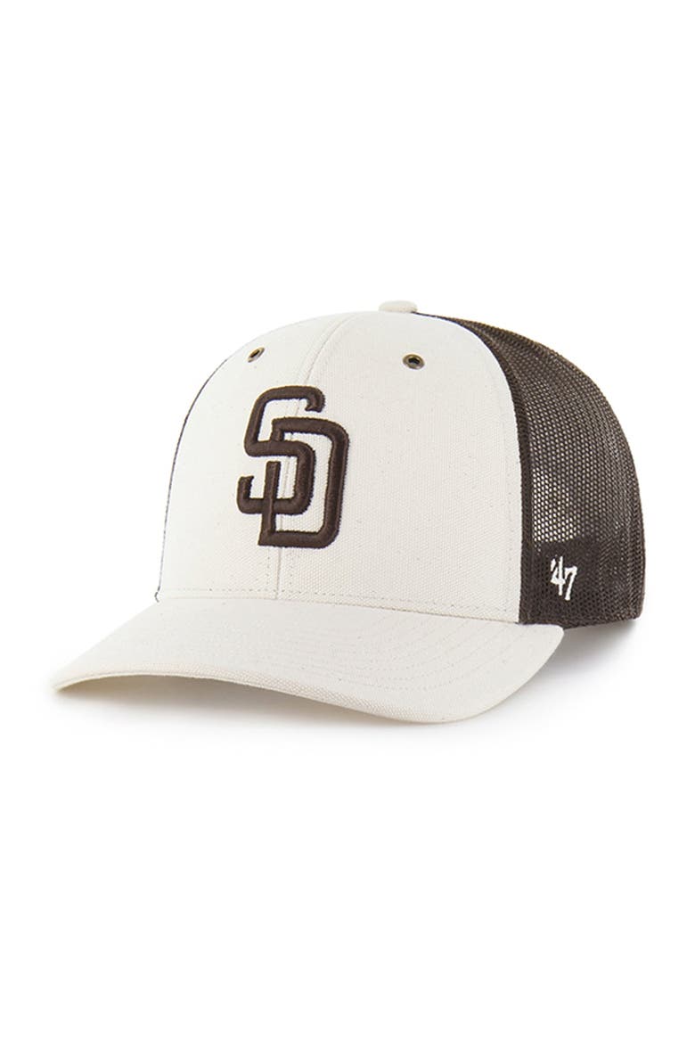 Men's Carhartt x '47 Natural/Brown San Diego Padres Undyed Trucker Adjustable Hat, Main, color, Natural