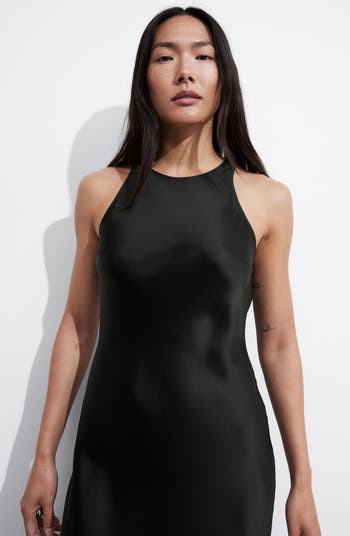 Sleeveless Satin Midi Dress