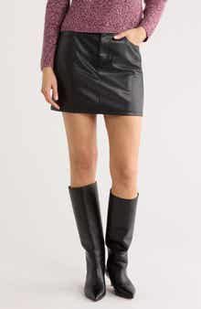 DKNY Jeans Faux Leather Five-Pocket Miniskirt