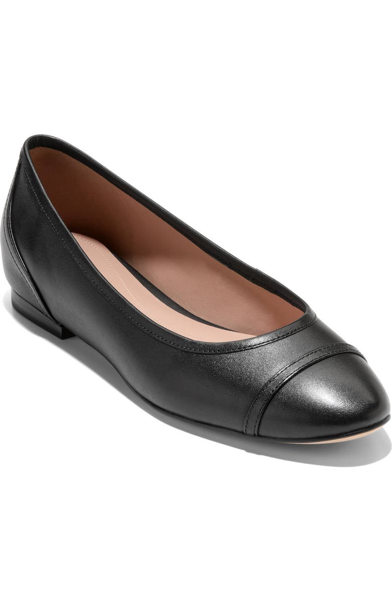 Cole Haan Raquelle Demi Wedge Ballet Flat, Main, color, Black Leather
