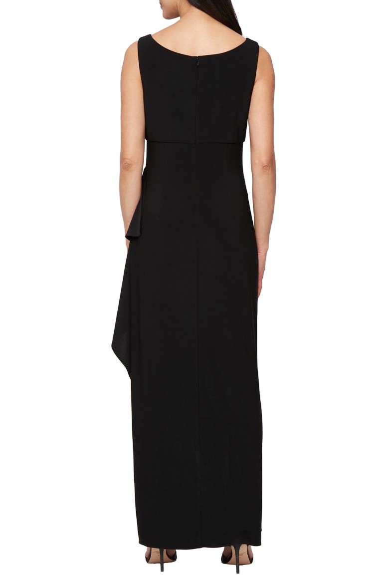 Empire Waist Matte Jersey Gown with Jacket, Alternate, color, BLACK