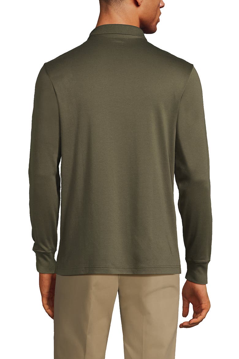 Long Sleeve Cotton Supima Polo Shirt with Pocket, Alternate, color, Forest Moss