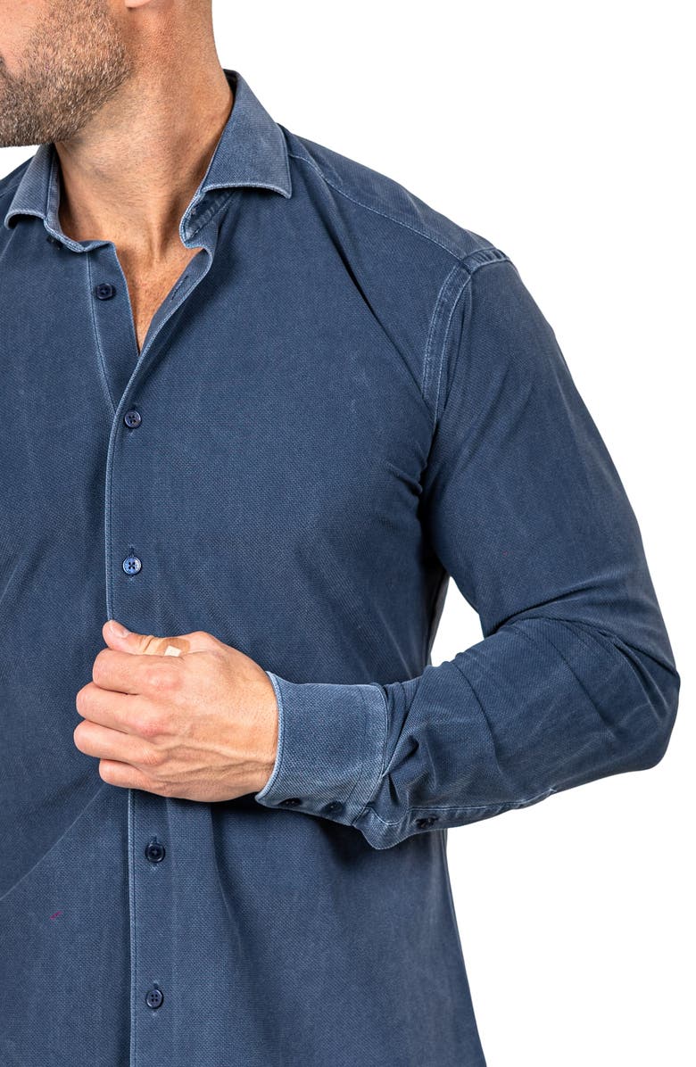 Maceoo Eins Marthy Contemporary Fit Button-Up Shirt, Alternate, color, Blue