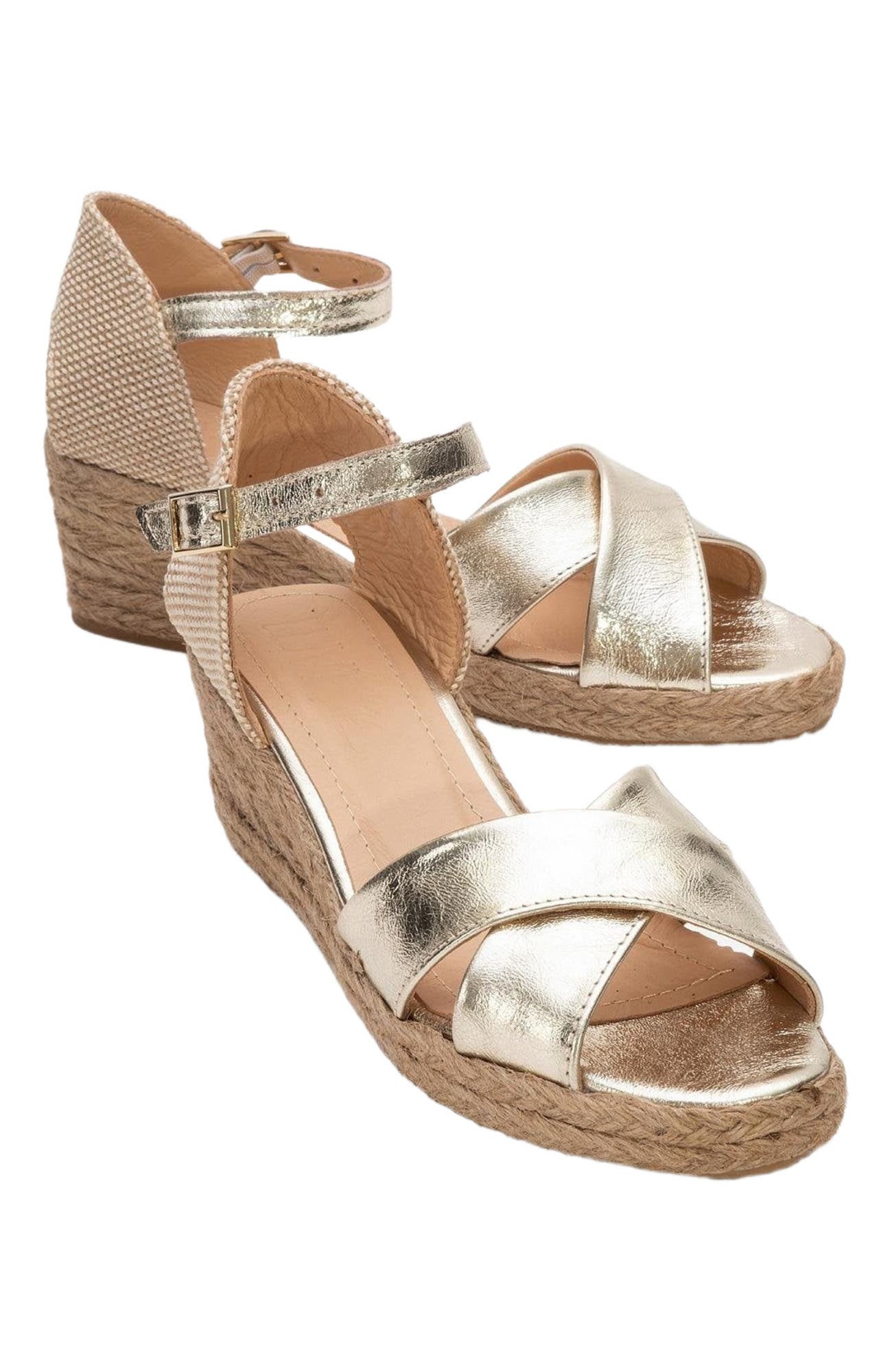 Forever 
Always Shoes Miria Leather Platform Espadrille, Alternate, color, Gold Leather