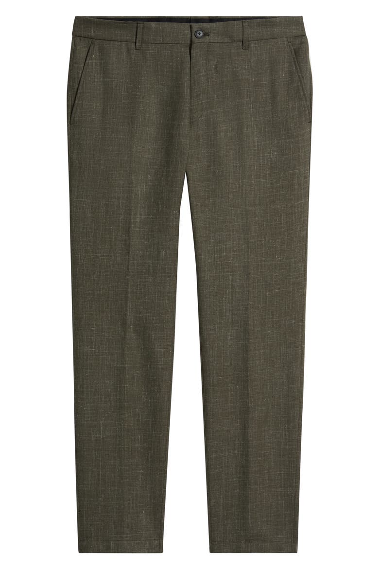 Genius Slim Fit Wool and Linen Trousers, Alternate, color, MEDIUM GREEN