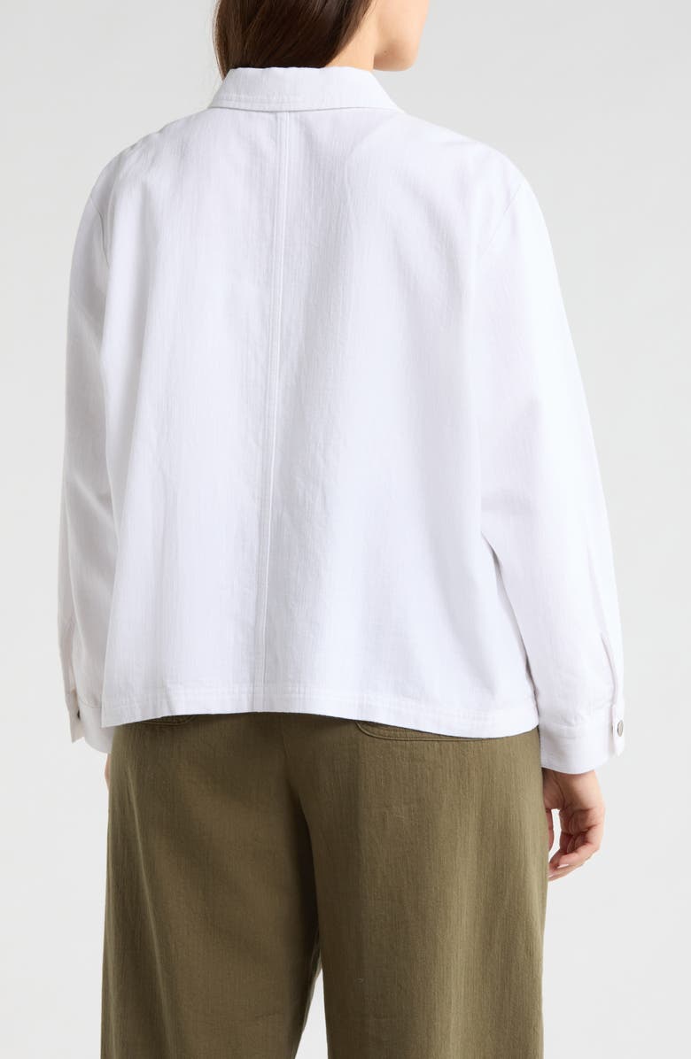Eileen Fisher Classic Collar Organic Cotton & Organic Linen Jacket, Alternate, color, White