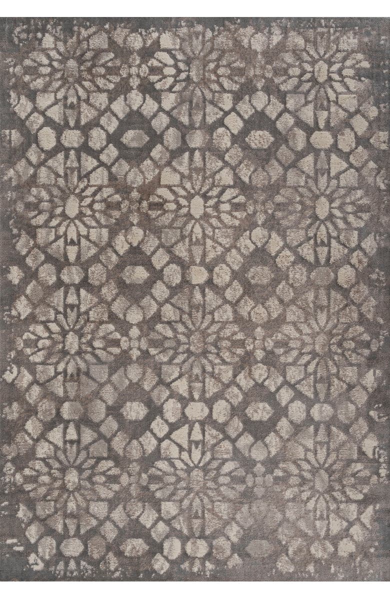 JONATHAN Y Roma Ornate Geometric Tile Area Rug, Main, color, Gray