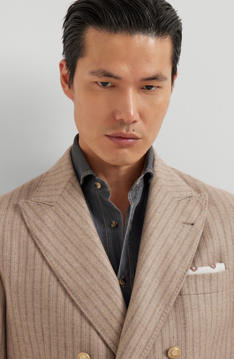 Brunello Cucinelli Flannel blazer, Alternate, color, Light Brown