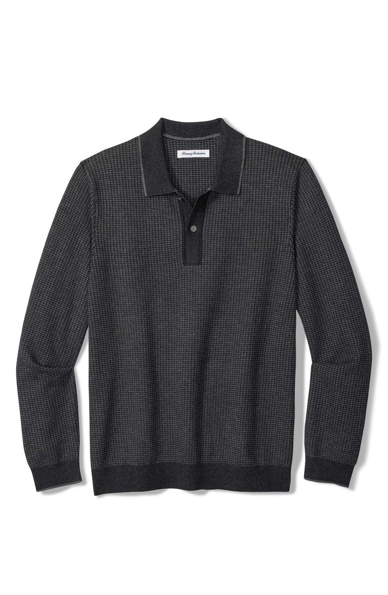 Tommy Bahama Coolside Texture Polo Sweater, Alternate, color, Black