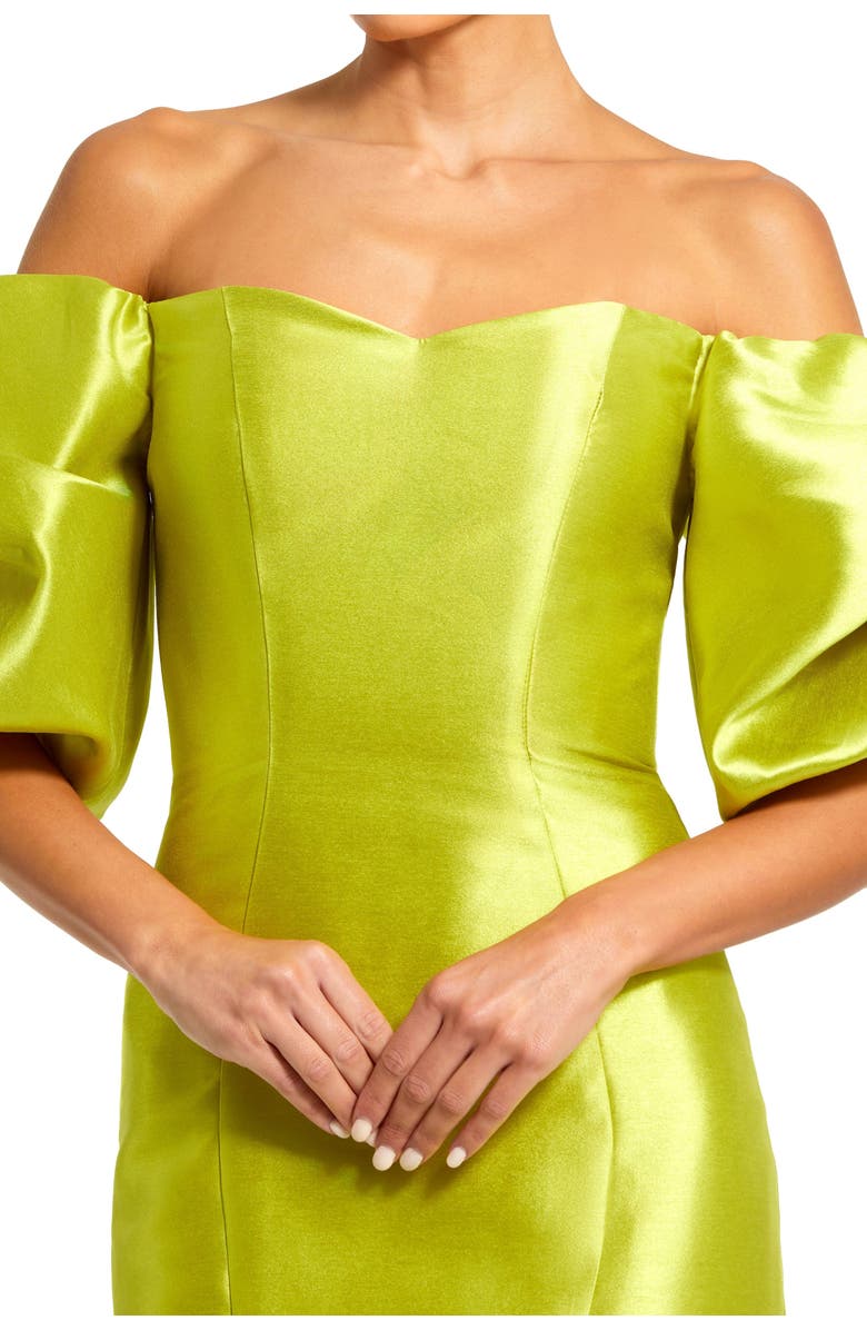 Mac Duggal Sweetheart Off The Shoulder Puff Sleeve Gown, Alternate, color, Chartreuse