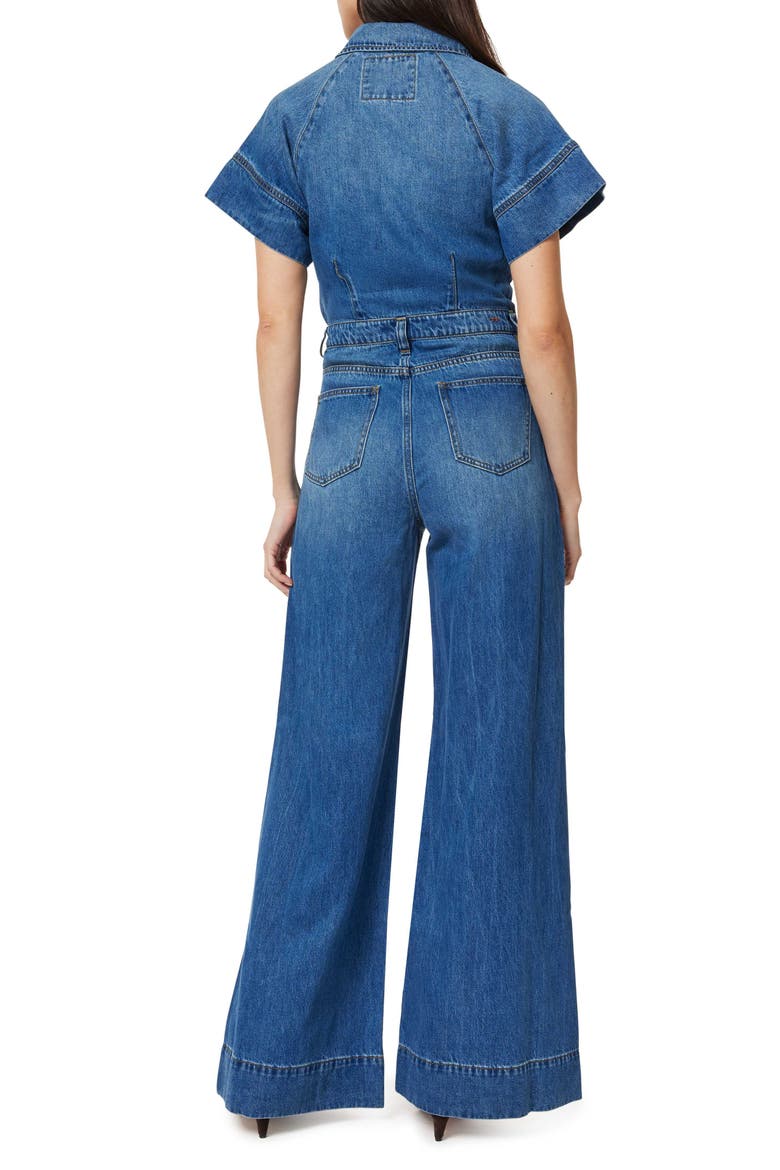 Flare Leg Denim Jumpsuit, Alternate, color, REEF