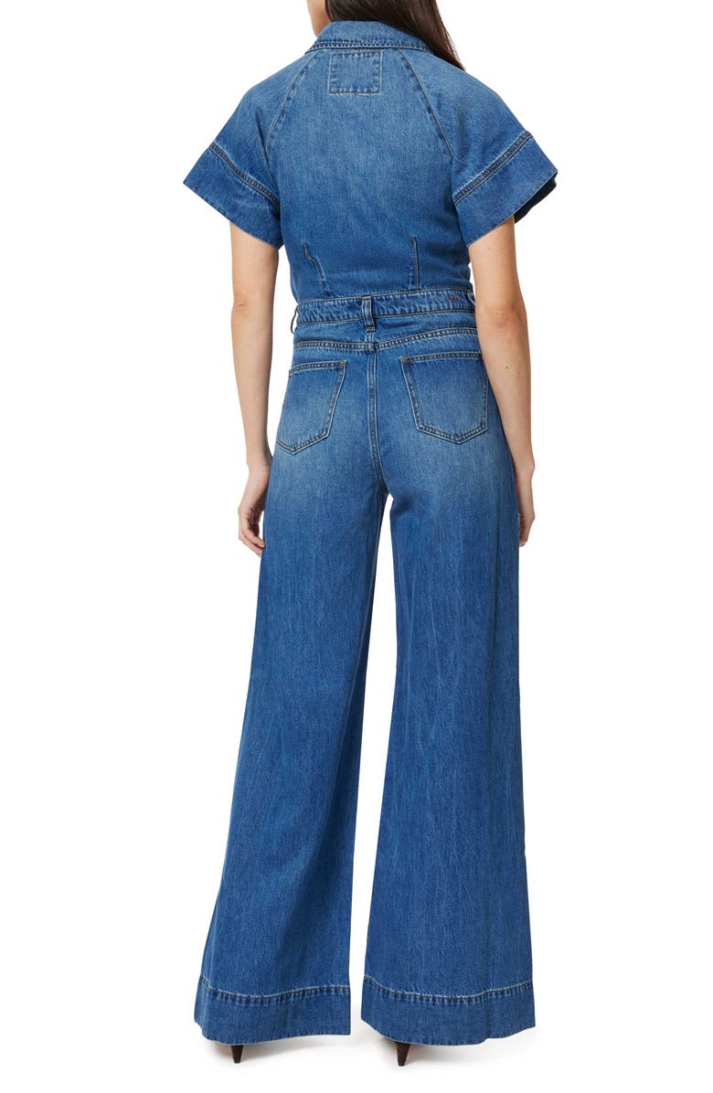 Habitual Flare Leg Denim Jumpsuit, Alternate, color, Reef