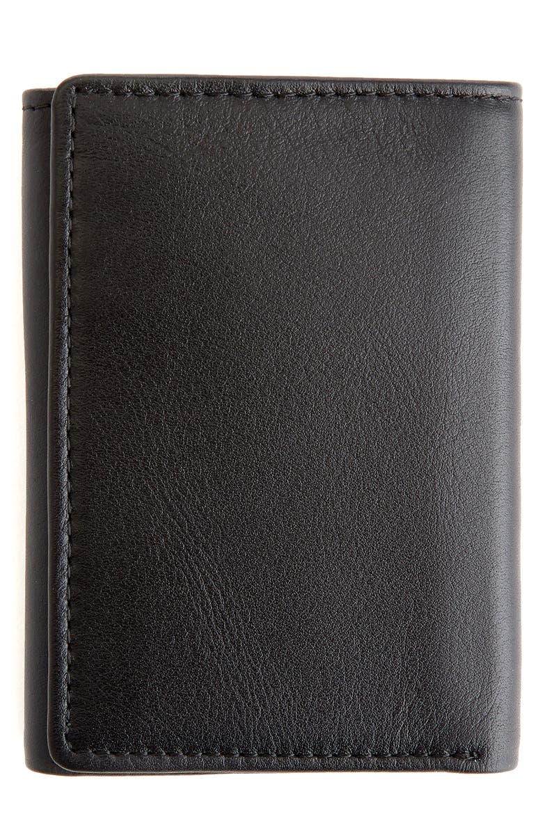 Leather Trifold Wallet, Main, color, BLACK