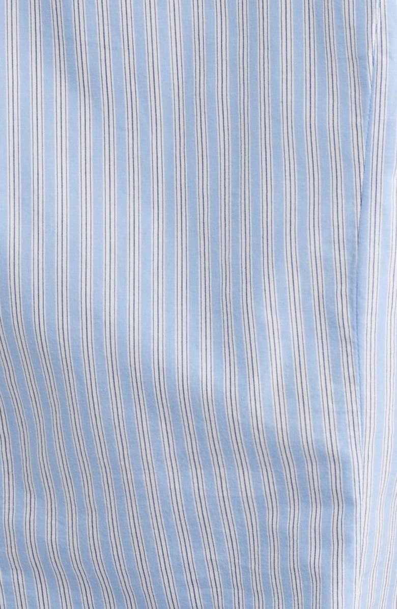 Damson Madder Ebba Pinstripe Keyhole Organic Cotton Button-Up Shirt, Alternate, color, Blue