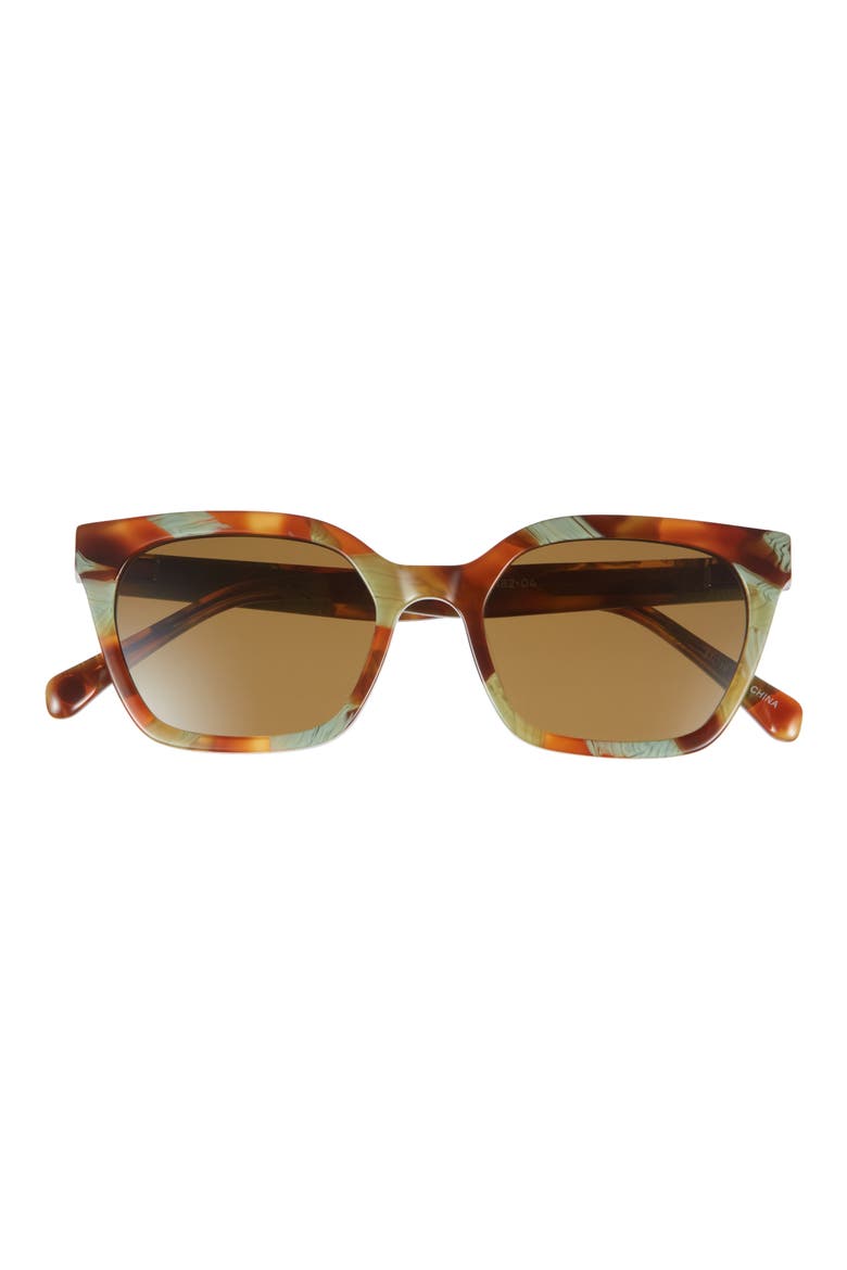 Overlook 50mm Polarized Cat Eye Sunglasses, Main, color, BROWN AND GREEN PATTERN