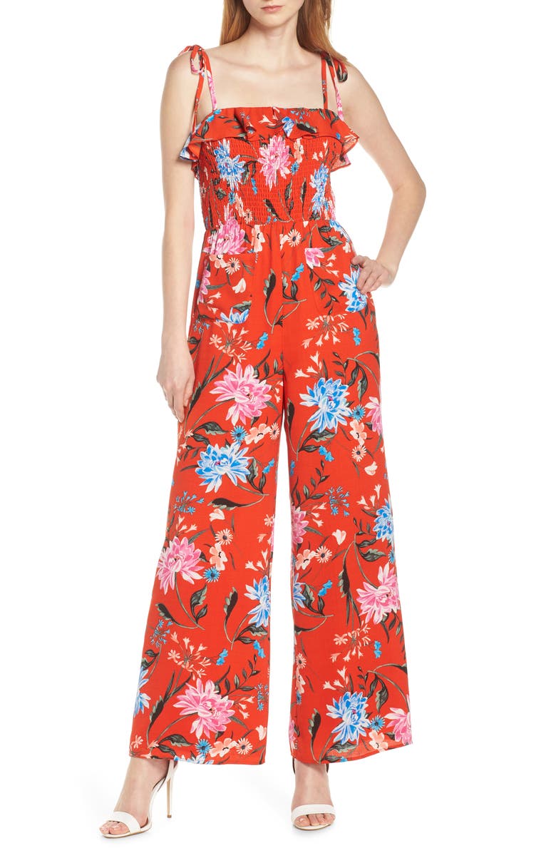 Ali & Jay Sangria Strapless Jumpsuit, Main, color, 