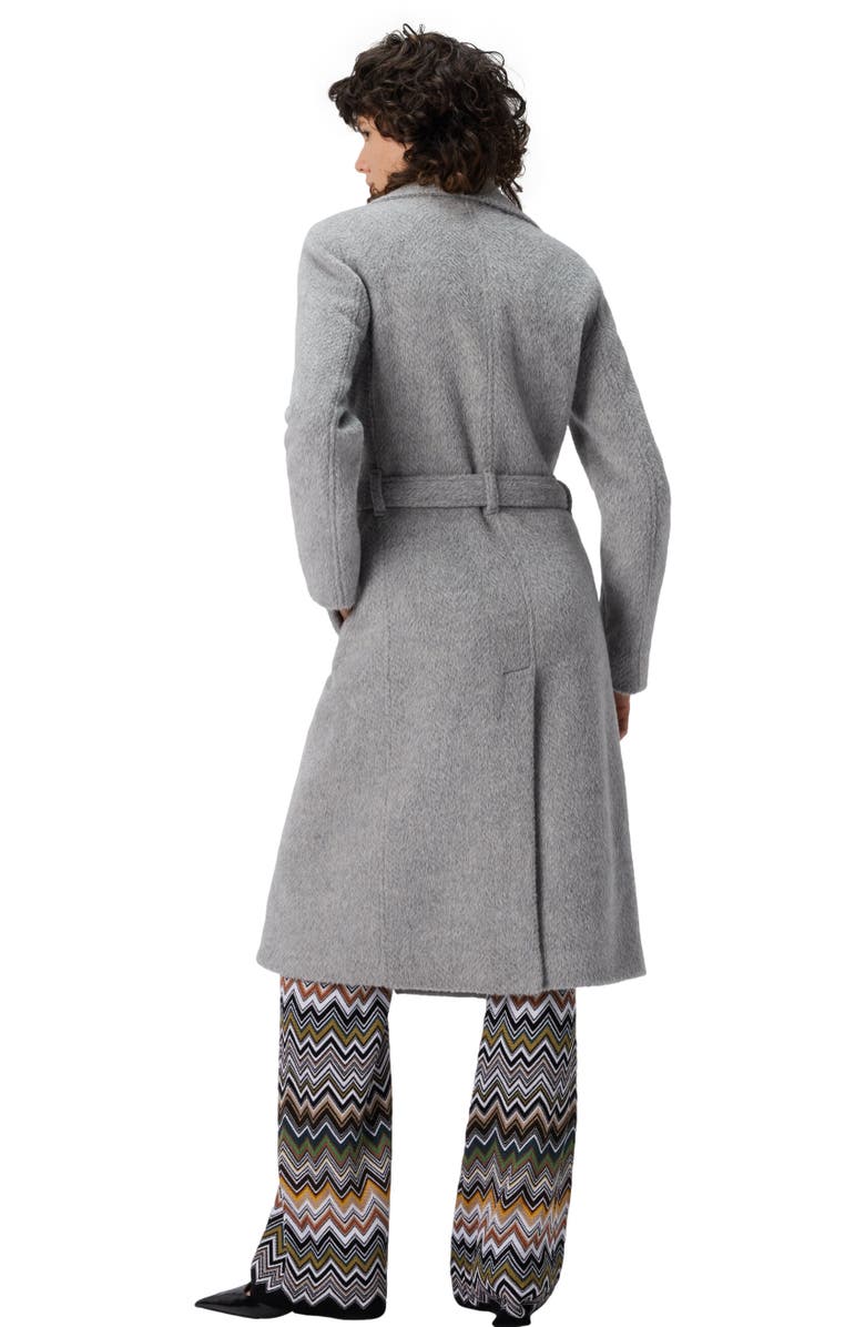Missoni Double-breasted Trench Coat With Tone-on-tone Chevron Pattern, Alternate, color, Grey