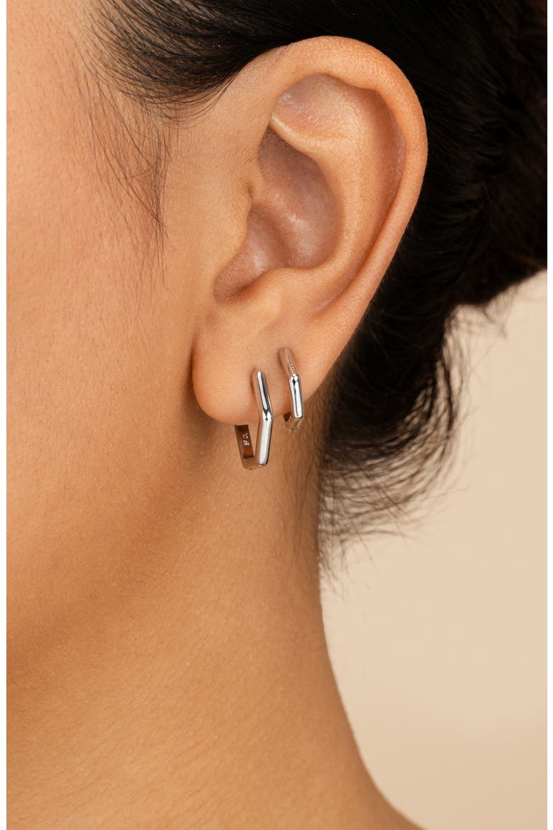 Emmy Set of 2 Geometric Hoop Earrings, Alternate, color, SILVER