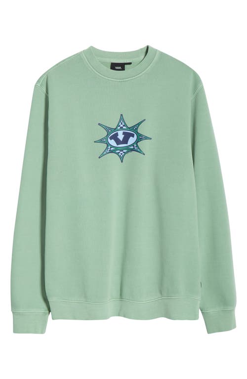 Vans Star Checker Fleece Crewneck Sweatshirt In Green