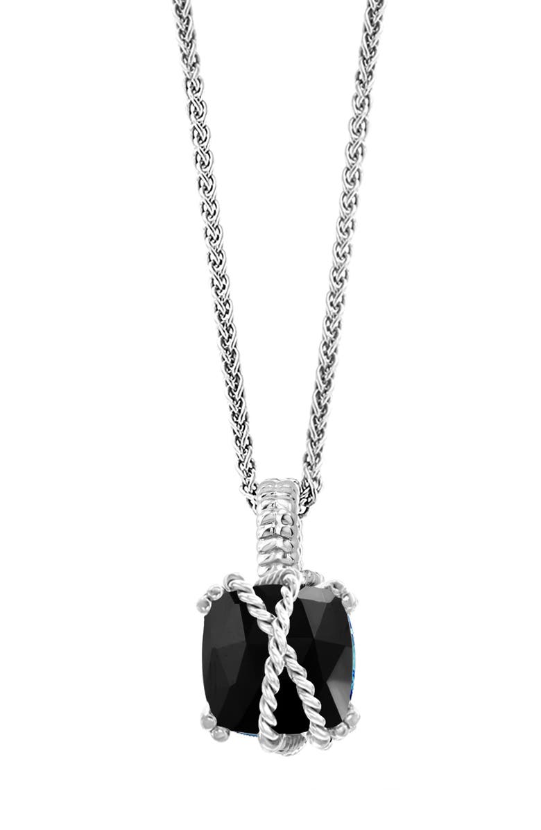 EFFY Sterling Silver Onyx Pendant Necklace, Alternate, color, Silver