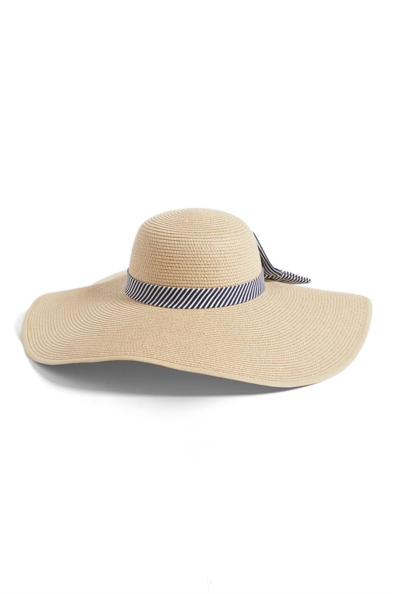 Oversize Straw Hat, Main, color, NATURAL/ STRIPE