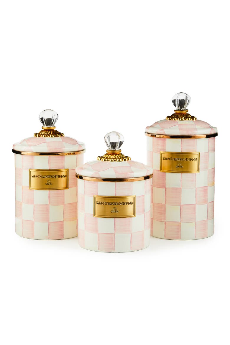 Set of 3 Rosy Check Canisters, Main, color, ROSY