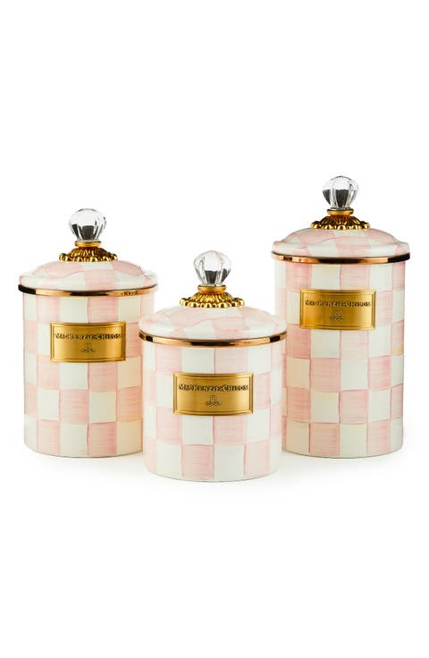 Set of 3 Rosy Check Canisters