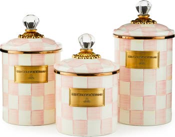 Set of 3 Rosy Check Canisters