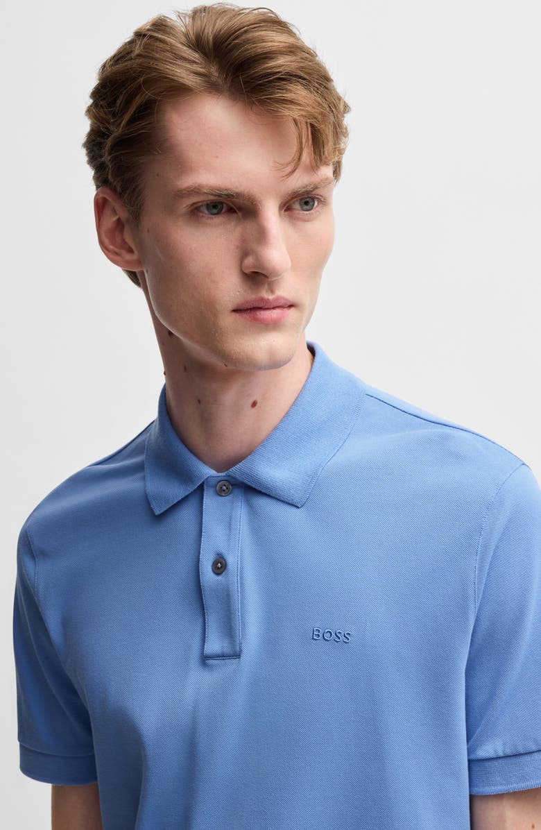 BOSS Pallas Cotton Polo, Alternate, color, Bright Blue