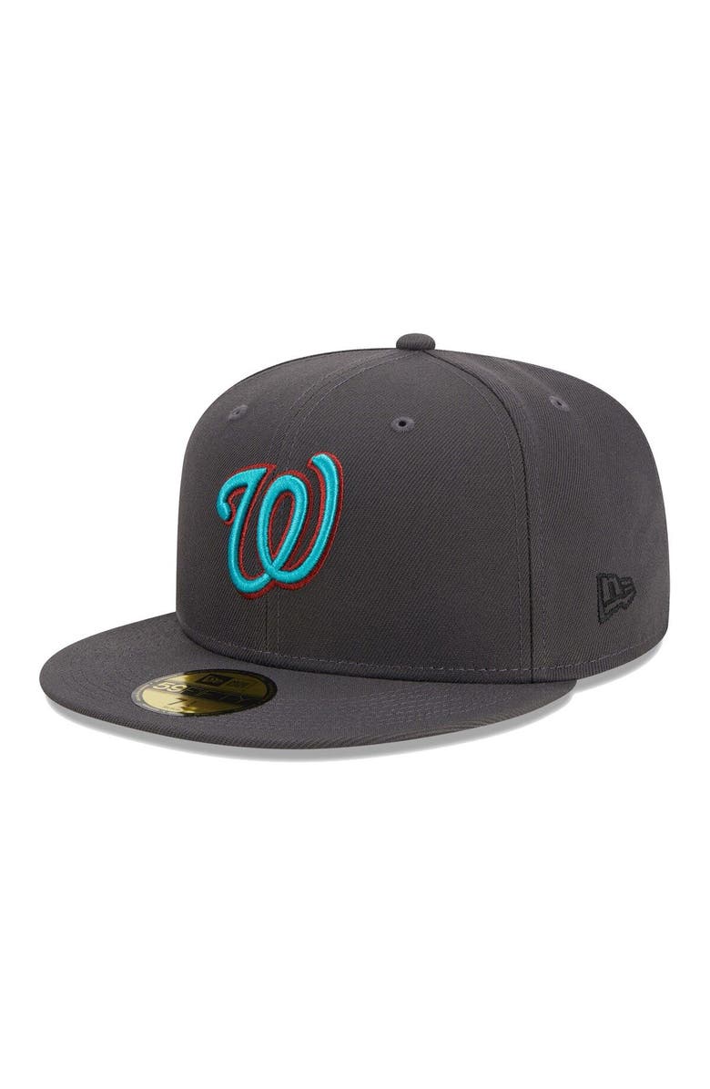 New Era Men's New Era Graphite Washington Nationals Print Undervisor 59FIFTY Fitted Hat, Alternate, color,