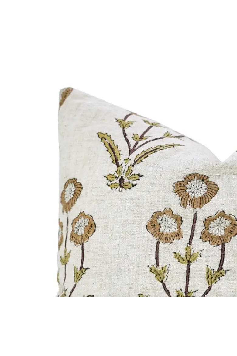Amitabh Unique Hand-Block Viscose Linen Pillow Cover, Alternate, color, Brown