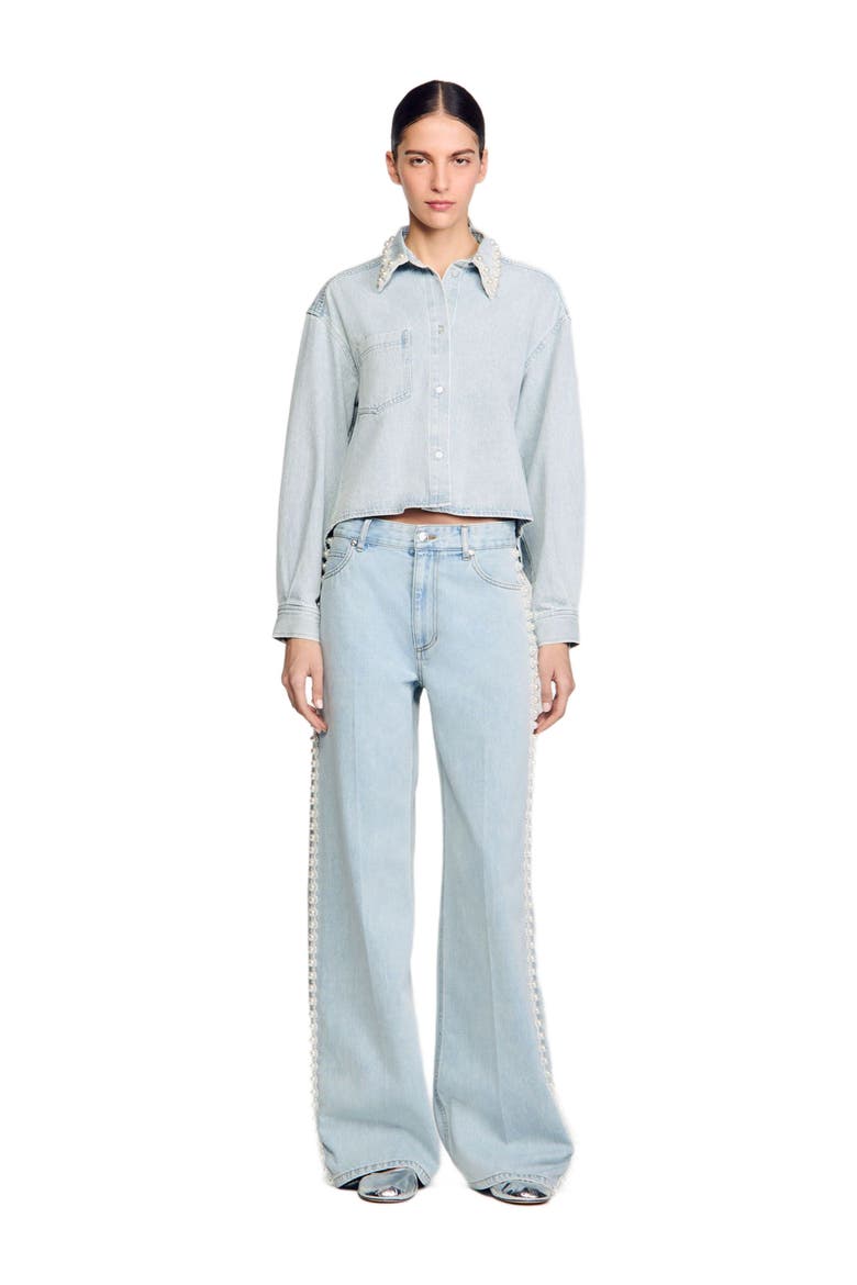 Beaded jeans, Alternate, color, Light bu jean