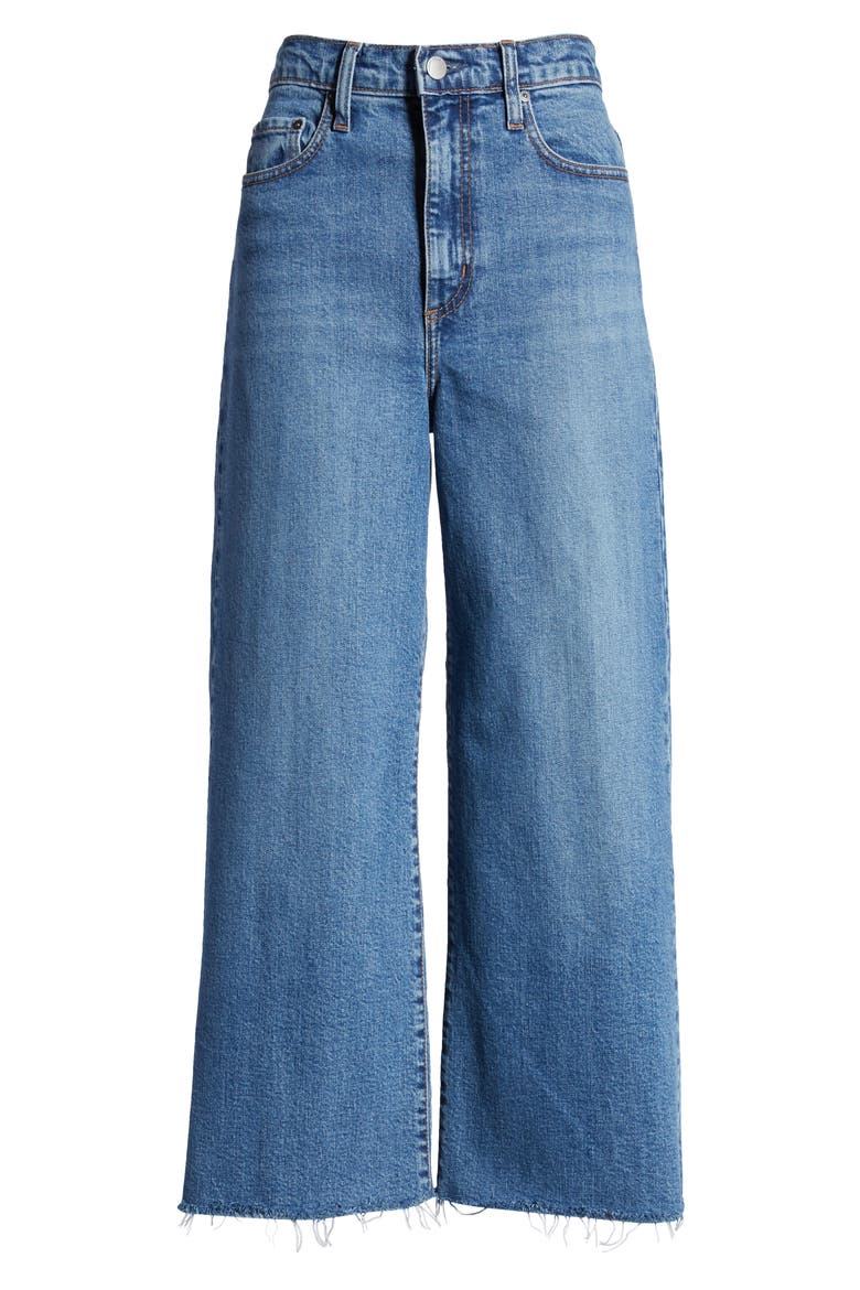 Milla High Waist Fray Hem Crop Wide Leg Jeans, Alternate, color, BELLO