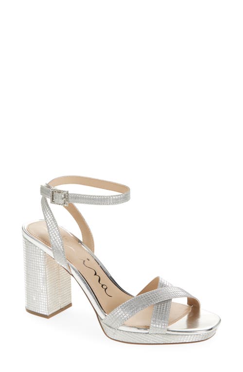 Nina Secelia Ankle Strap Platform Sandal In Silver