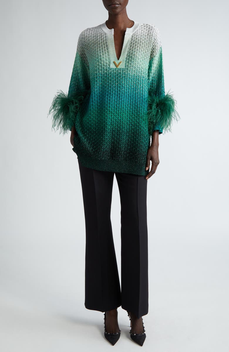 Valentino Garavani Flare Crepe Couture Pants, Alternate, color,