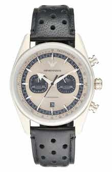 Chronograph Leather Strap Watch, 42mm