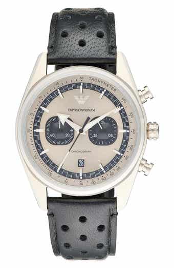 Chronograph Leather Strap Watch, 42mm