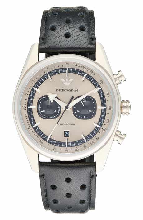 Chronograph Leather Strap Watch, 42mm