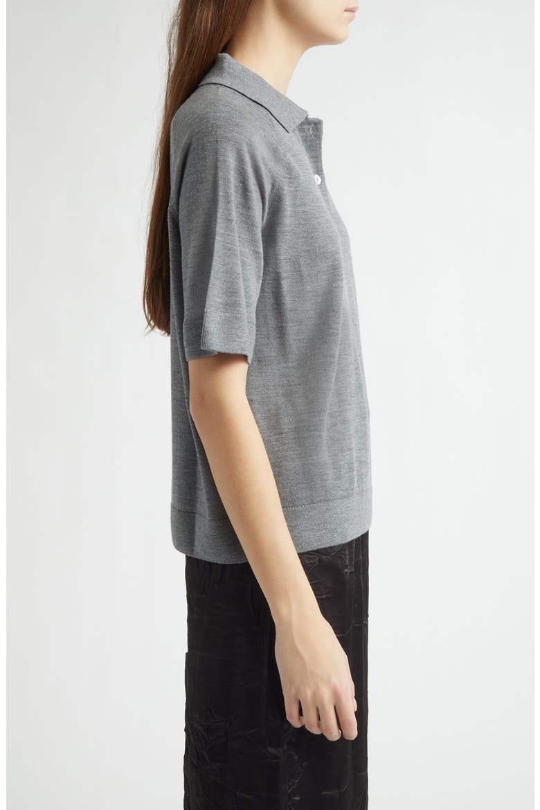 Virgin Wool & Silk Polo, Alternate, color, GRIS