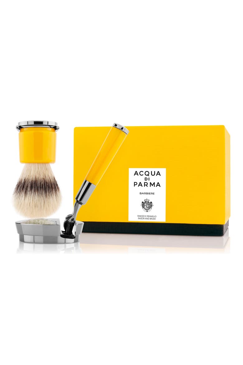 Barbiere Yellow Razor, Brush & Stand Set, Alternate, color, NO COLOR