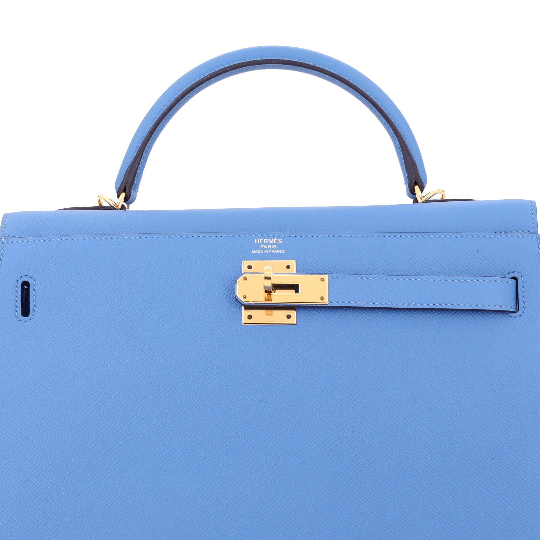 Pre-Owned Hermes Kelly Handbag Blue Epsom with Gold Hardware 32, Alternate, color, 