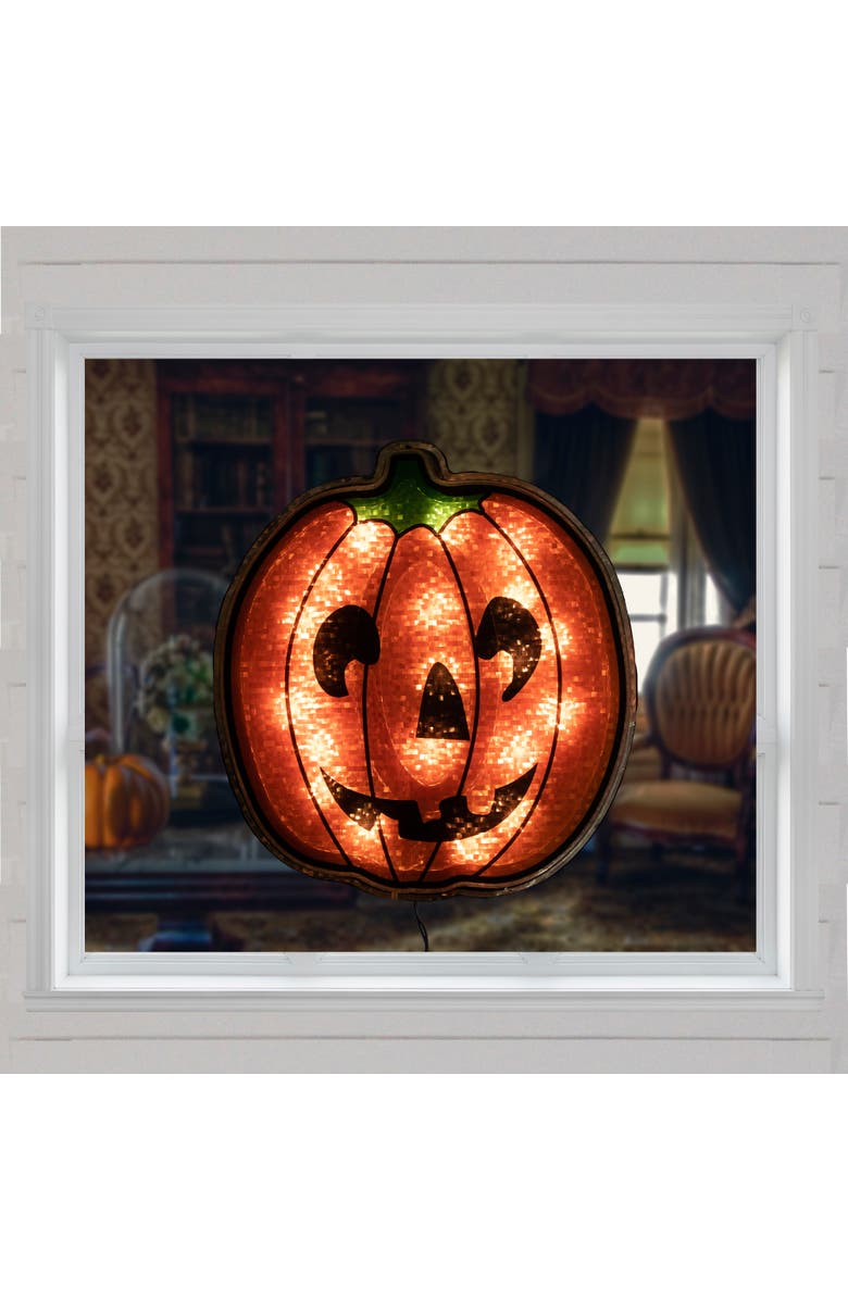 Northlight Lighted Jack O' Lantern Halloween Window Decoration - 13.5", Alternate, color, Orange