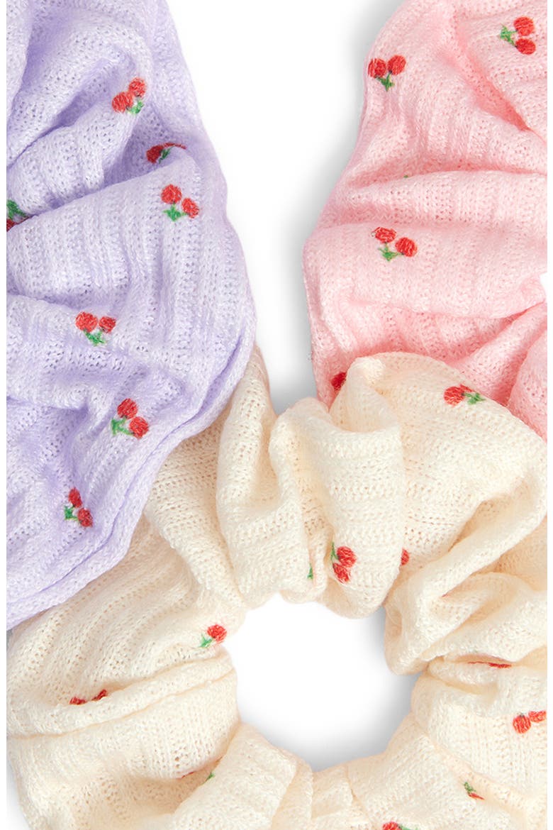 Kids' Set of 3 Cherry Scrunchies, Alternate, color, PINK